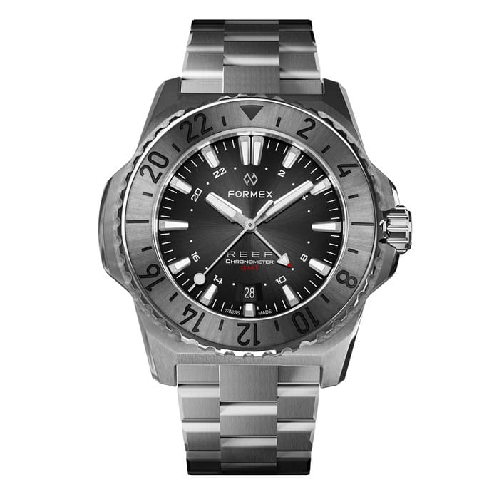 Formex REEF GMT Chronometer Dive Watch with Black Dial and Silver Bezel #2202.1.5331.100