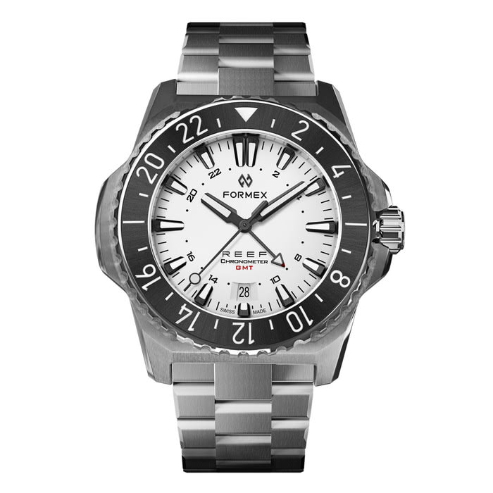 Formex REEF GMT Chronometer Dive Watch with White Dial and Black Bezel #2202.1.5312.100