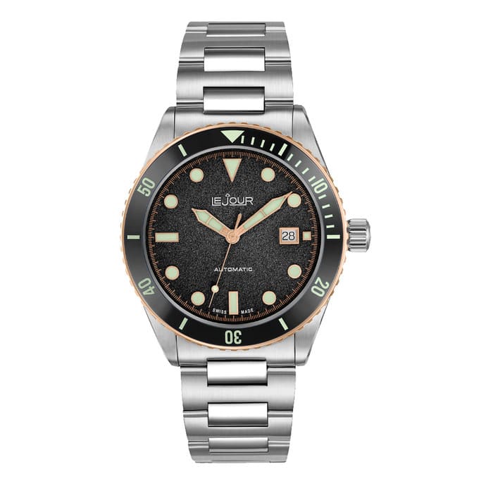 Le Jour Seacolt Automatic Swiss Dive Watch with Black Textured Dial #LJ-SCD-001