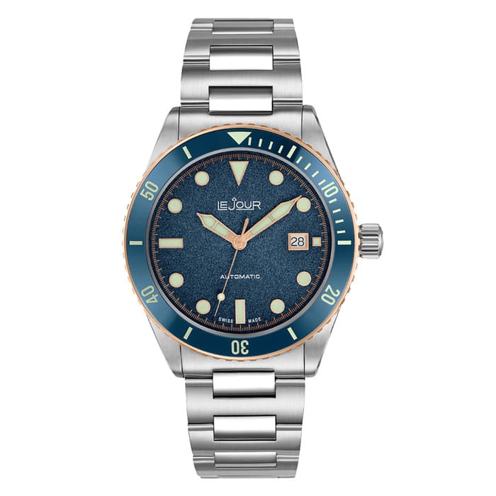 Le Jour Seacolt Automatic Swiss Dive Watch with Blue Textured Dial #LJ-SCD-002