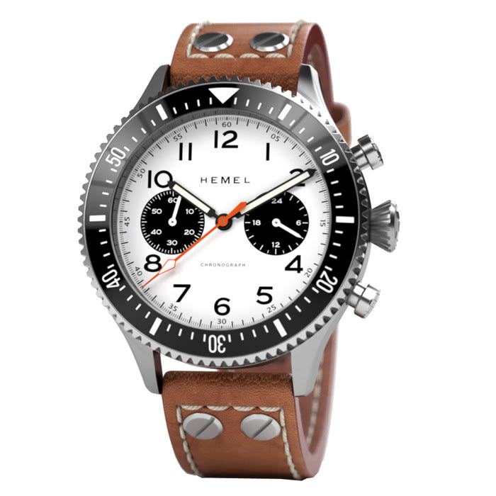 HEMEL Meca-Quartz Chronograph Watch with Full Lume Panda Dial #HF28FL