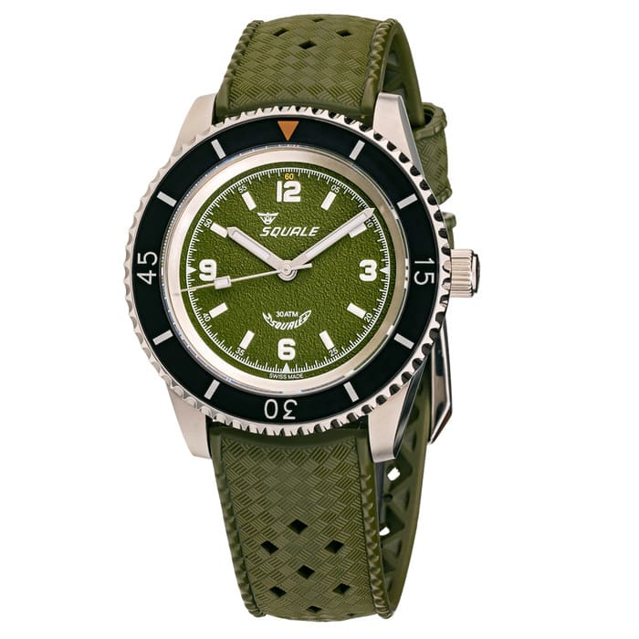 Squale Montauk 300 Meter Swiss Made Automatic Dive Watch with Green Sand Dial #MTK-14