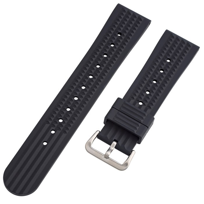 Islander 22mm Black Waffle FKM Rubber Strap with Straight Ends #BRAC-52