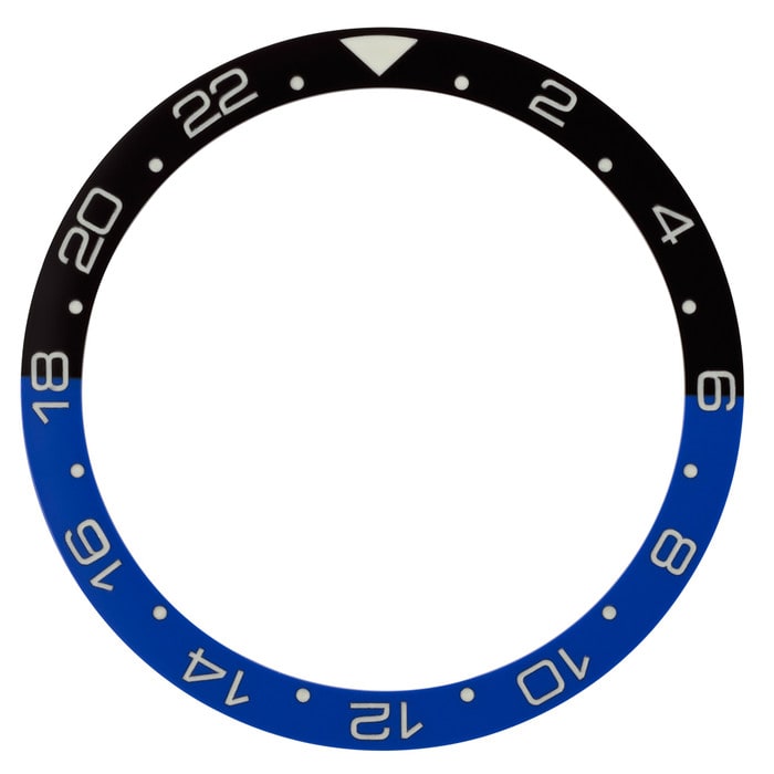 Black and Blue 24 hour GMT Ceramic Luminous Bezel Insert for SKX007 #C43