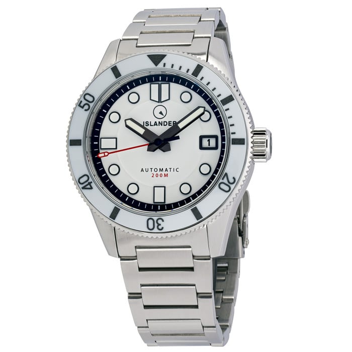 Islander "Ghost" Bayport 40mm Automatic Dive Watch with White Dial #ISL-173