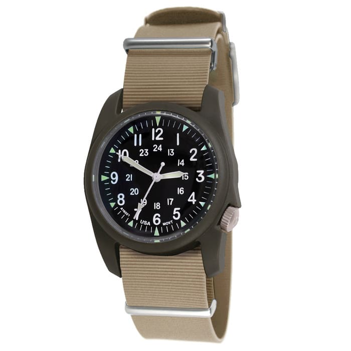 Bertucci A-2RA Retroform with USA Movement and Khaki Rubber One-Piece Strap #11603