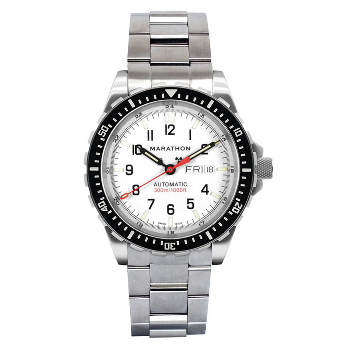 Marathon Jumbo Day-Date SAR Automatic Dive Watch with White Dial #WW194021SS-0509