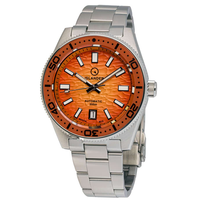 Islander Northport "Fireball" Hi-Beat Automatic Dive Watch with Sunset Orange Dial #ISL-196