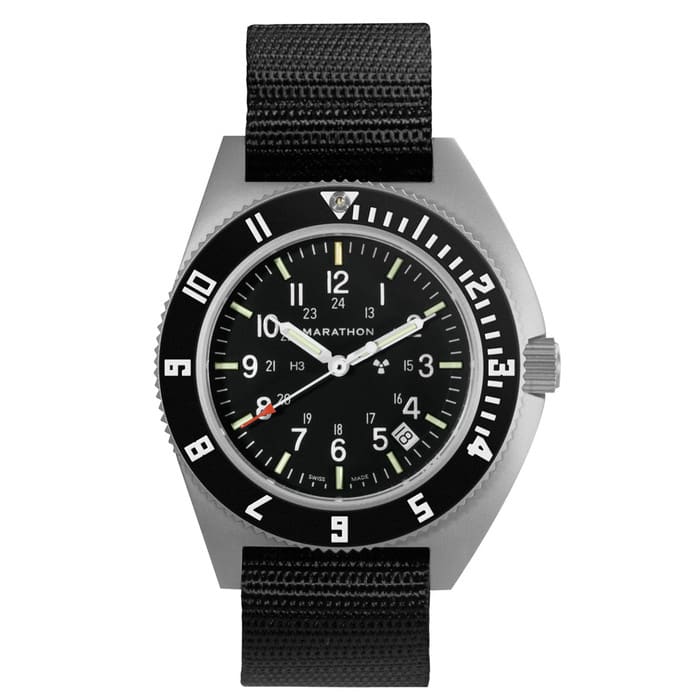 Marathon Swiss 41mm Steel Navigator with Tritium Tubes on Ballistic Strap #WW194013-GG-0101