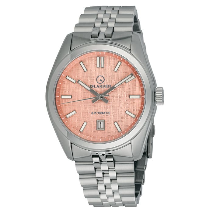 Islander Upper Brookville Hi-Beat Automatic Dress watch with Coral Linen Dial #ISL-184