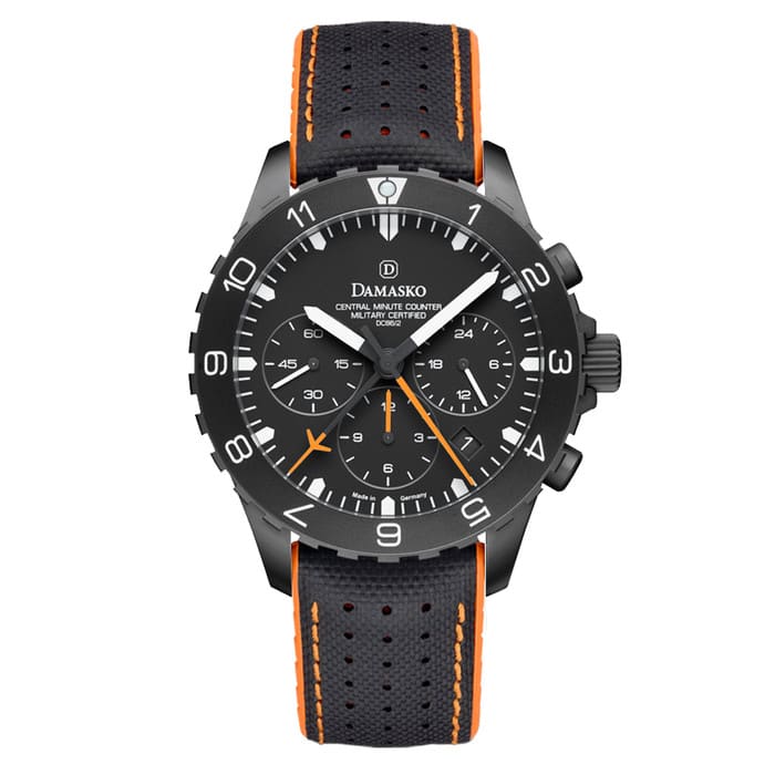 Damasko Black DLC 42mm Chronograph with a Stopwatch and a 12-hour Totalizer #DC86/2BK-Or