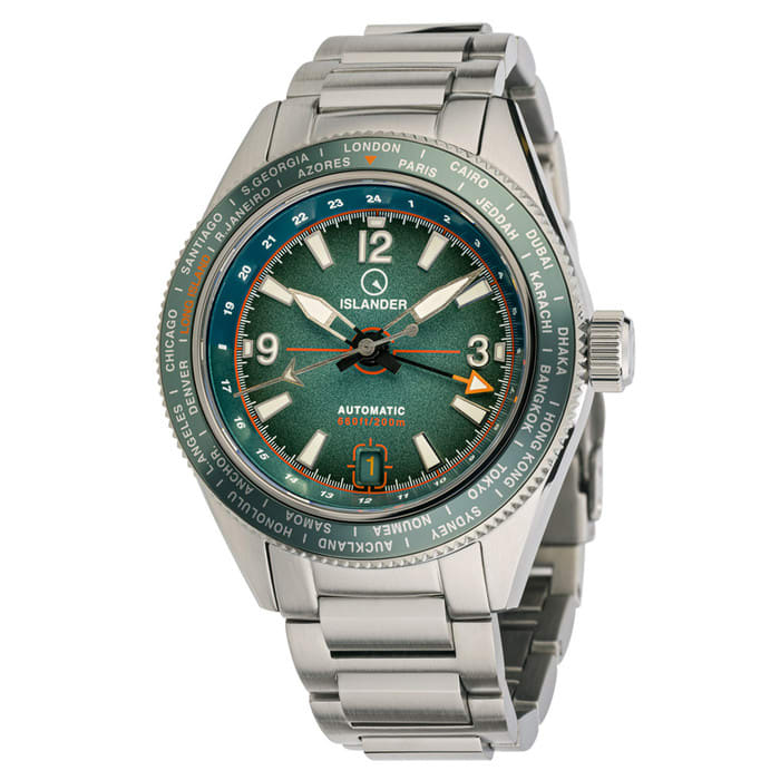 Islander Calabro GMT World Time Automatic Watch with Green Dial #ISL-193