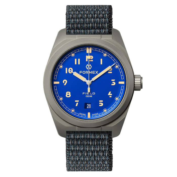 Formex Swiss Automatic Field Watch with Earth Blue Dial and Velcro Strap #0660.1.6539.133