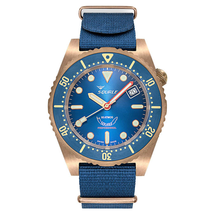 Squale 1521 Bronze Swiss Automatic Dive Watch with Sunburst Blue Dial  #1521BRONBL.BN20