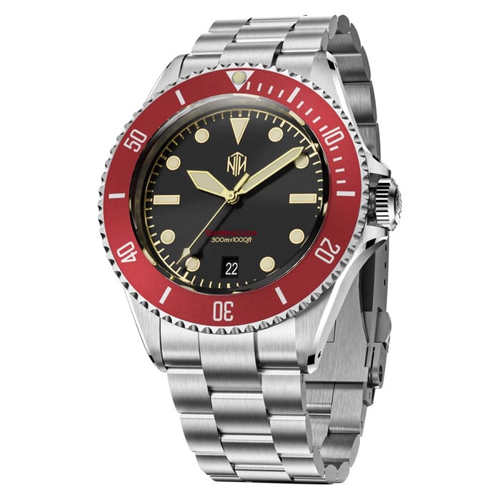 NTH Legends Series Barracuda Vintage Red Dive Watch with Date #WW-NTHL-BVRD