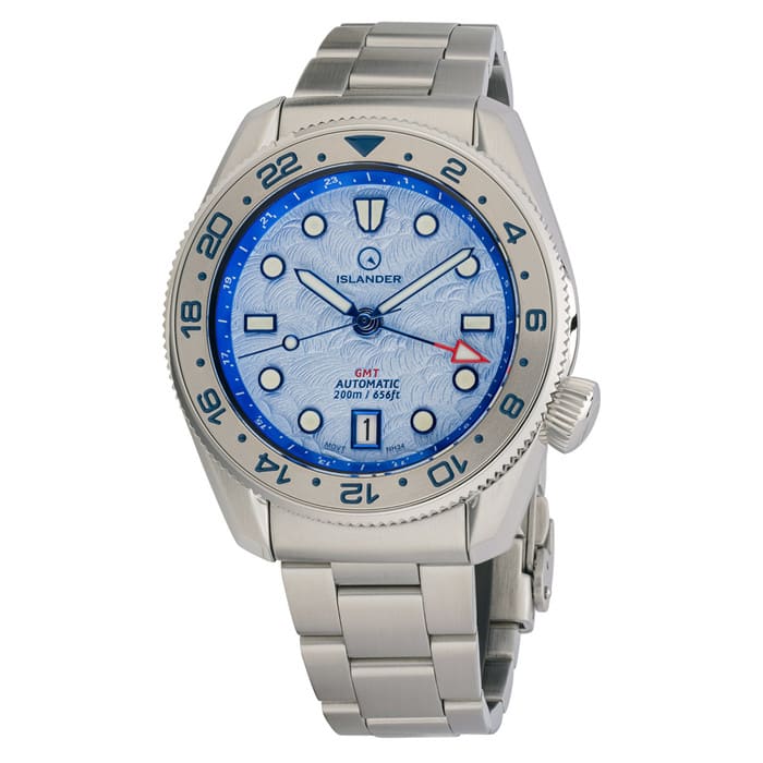 Islander JFK Automatic GMT Watch with Blue Cloud Dial and Steel Bezel #ISL-207