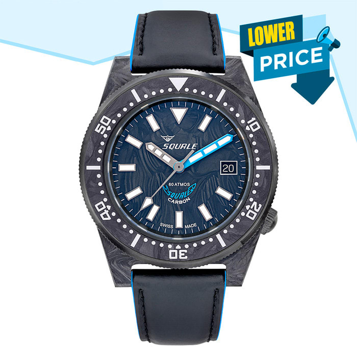 Squale T183 Forged Carbon Dive Watch with Blue Accents #T183AFCBL.RLBL