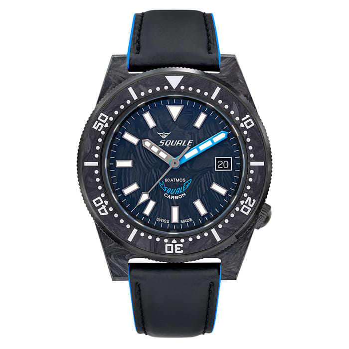 Squale T183 Forged Carbon Dive Watch with Blue Accents #T183AFCBL.RLBL