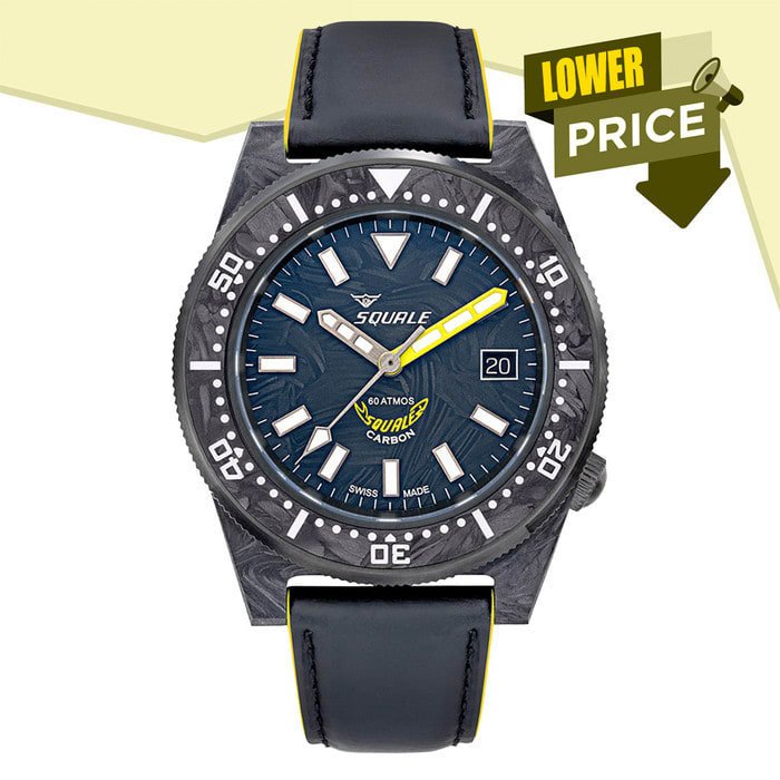 Squale T183 Forged Carbon Dive Watch with Yellow Accents #T183AFCY.RLY