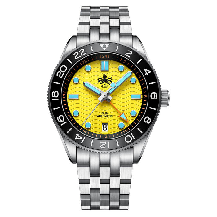 Phoibos Wave Master GMT Automatic Watch with Yellow Dial #PY049F