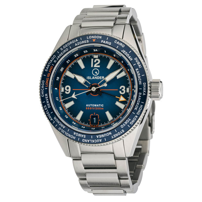 Islander Calabro GMT World Time Watch with Blue Dial #ISL-241