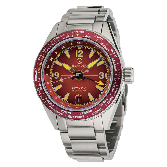 Islander Calabro GMT World Time Watch with Red Dial #ISL-242