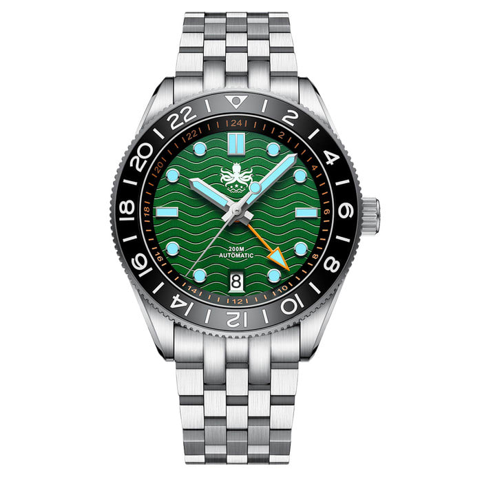 Phoibos Wave Master GMT Automatic Watch with Green Dial #PY049A