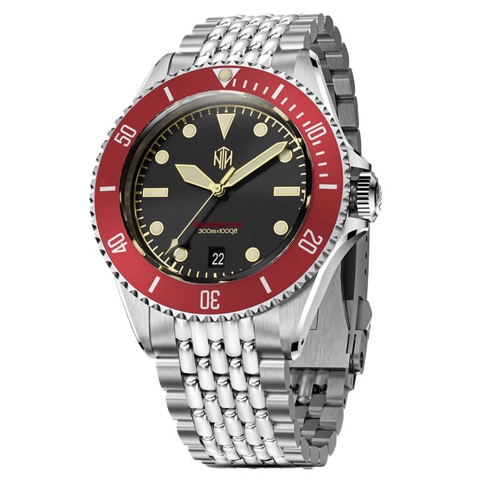 NTH Legends Series Barracuda Vintage Red Dive Watch with Date #WW-NTHL-BVRDB