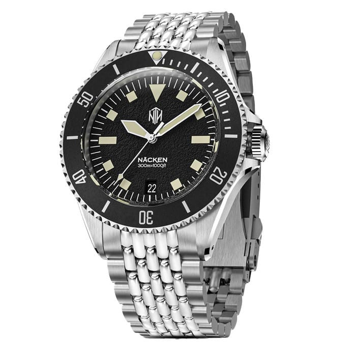 NTH Legends Series Näcken Vintage Black Dive Watch with Date #WW-NTHL-NVKDB