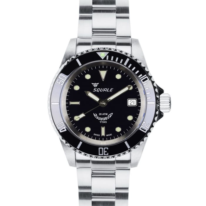 Squale Swiss Automatic Dive watch with Black Dial and Domed Crystak #1545-CC