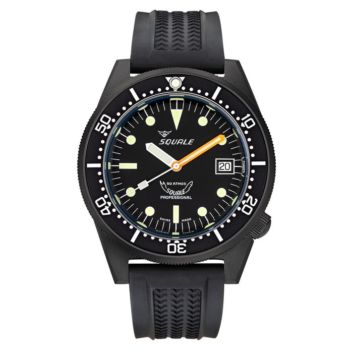 Squale 50 Atmos Swiss  Dive watch with Black Case and Dial #1521PVD.VO