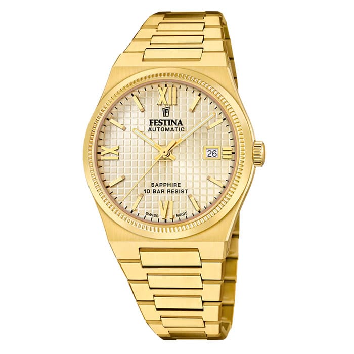 Festina Swiss Made Goldtone Automatic With Champagne Dial #F20032-2