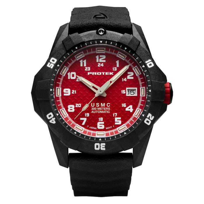 Protek USMC Automatic Tritium Dive Watch with Red Dial #PT1212