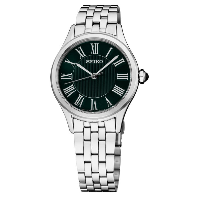 Seiko Essentials Lady's Roman Numeral Watch with Green Dial #SUR611