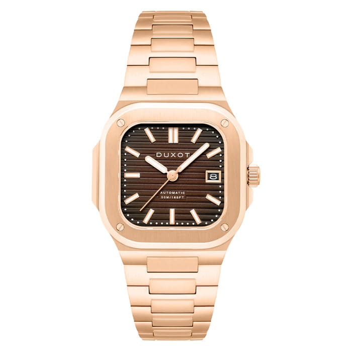Duxot Quadrata Automatic in Walnut Brown #DX-2073-55