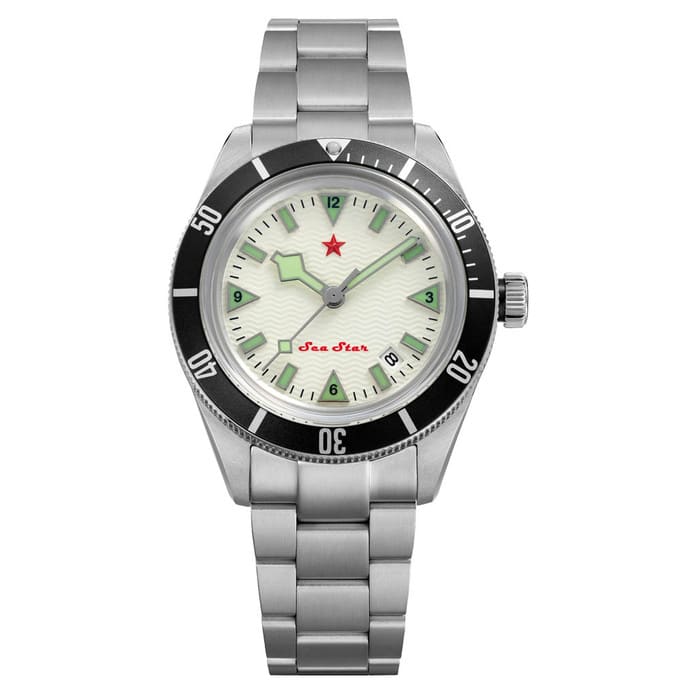 Red Star SEA STAR Watch with Full Lume Dial and Black Bezel #7074G-F