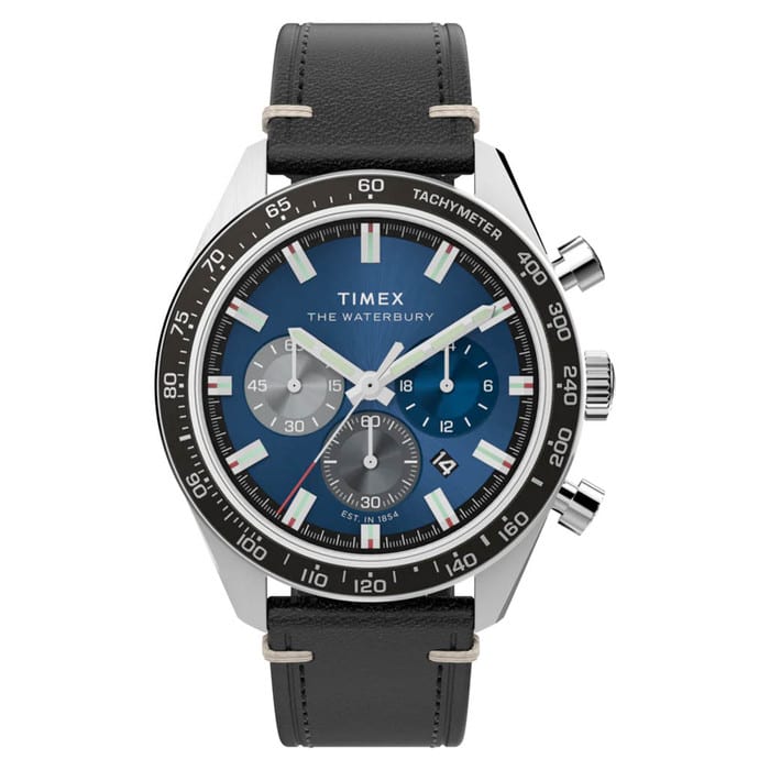 Timex Waterbury Traditional Chronograph 41mm Leather Strap Watch #TW2Y18600