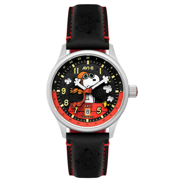 AVI-8 x Peanuts Snoopy Flying Ace GMT Automatic in Doghouse Red #AV-4136-01