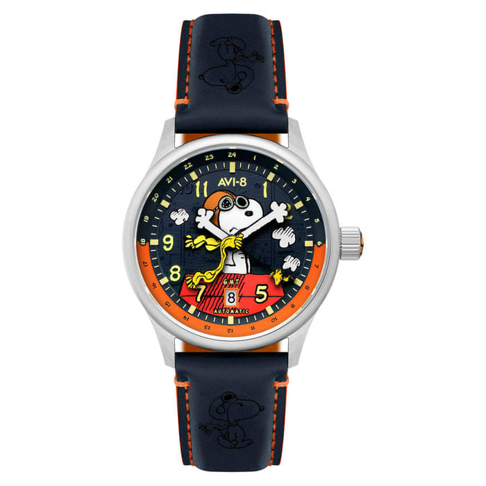 AVI-8 x Peanuts Snoopy Flying Ace GMT Automatic in Sketchbook Blue #AV-4136-02