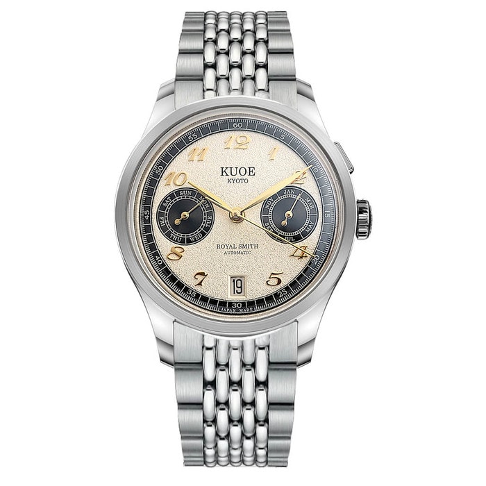 KUOE Royal Smith 90-0010 Grainy Panda Dial Watch #RS90010-PA-GRAINY-BOR-EX