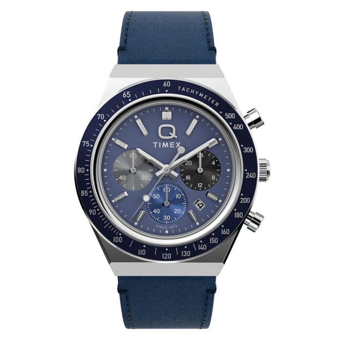 Timex® Q Chronograph 40mm Leather Strap Watch #TW2Y36100