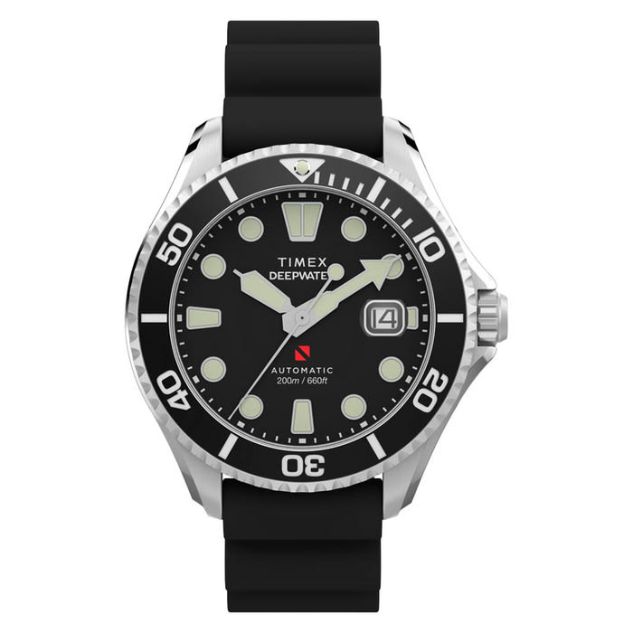 Timex Deepwater Meridian 200 Automatic 44mm HNBR Rubber Strap Watch #TW2Y40000