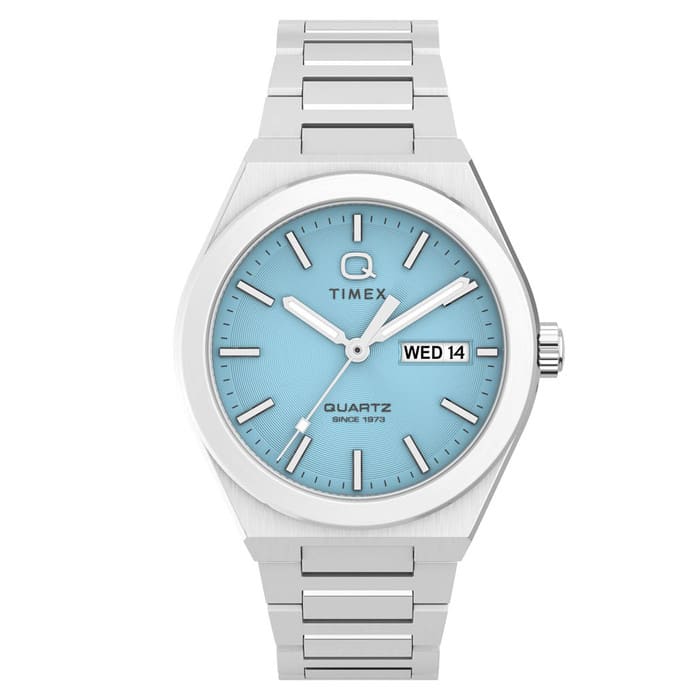 Timex® Q Continental Day and Date 39mm Stainless Steel Bracelet Watch #TW2Y35200