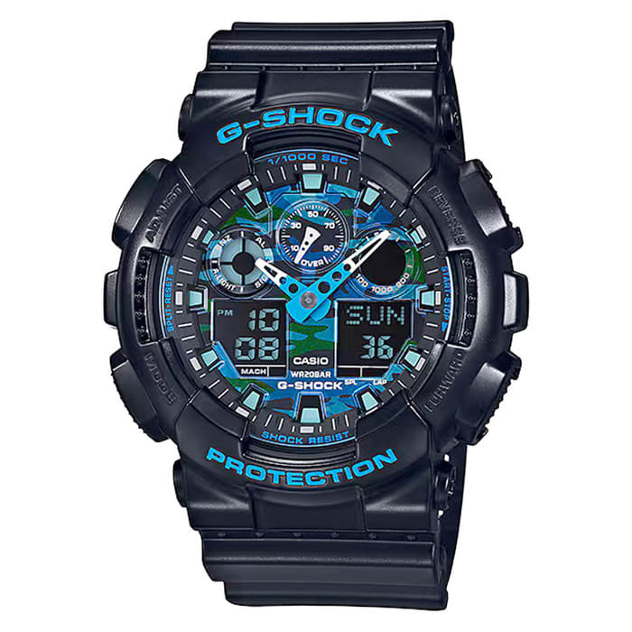 Casio G-Shock GA-100 Series in Black and Blue #GA100CB-1A