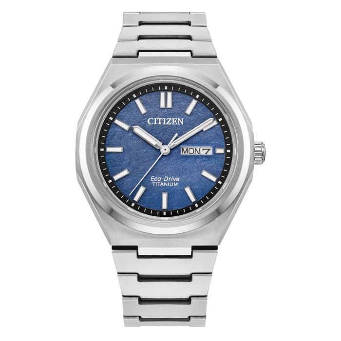 Citizen Eco-Drive Titanium Zenshin Watch with Blue Dial #AW0130-85L
