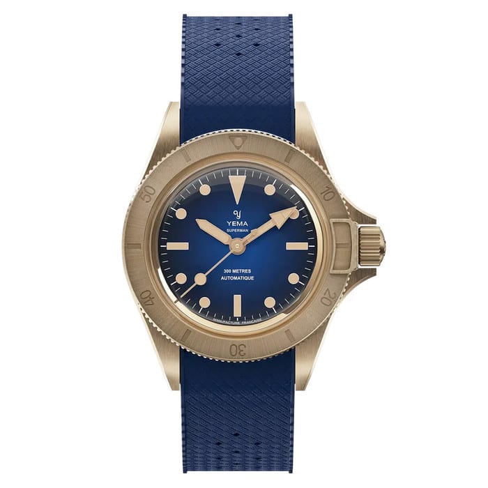 Yema 39mm Superman Bronze CMM.10 Blue Limited Edition on FKM Strap #YEMA-01