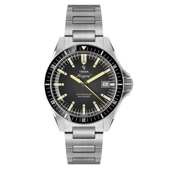 Yema Navy Heritage with Black Dial on Bracelet #YEMA-09