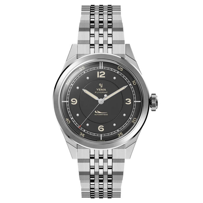 Yema Flygraf Pilot with Black Dial on Bracelet #YEMA-12