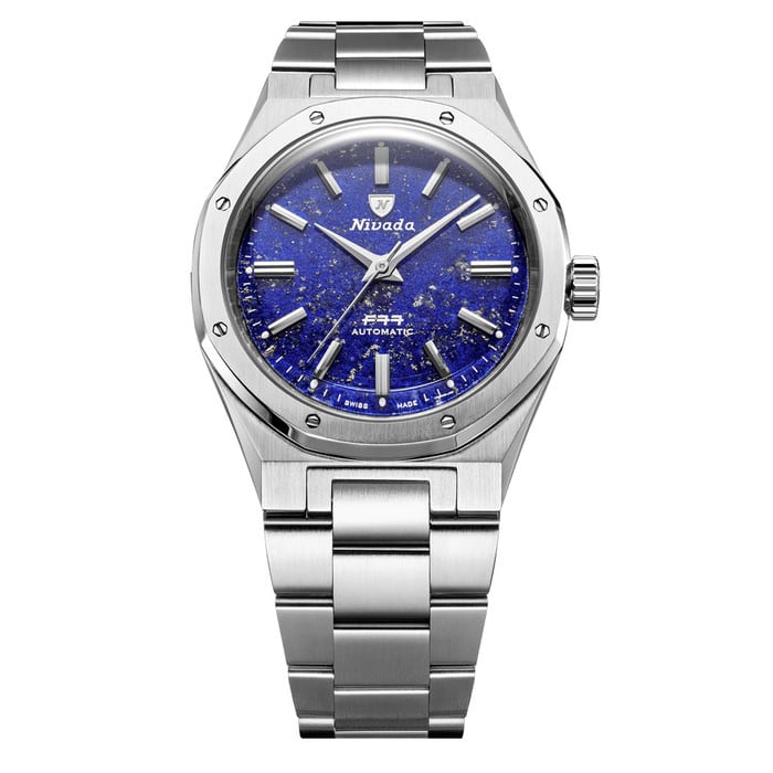 Nivada Grenchen 38mm F77 Mark 2 Watch with Lapis Lazuli Dial #68048A77