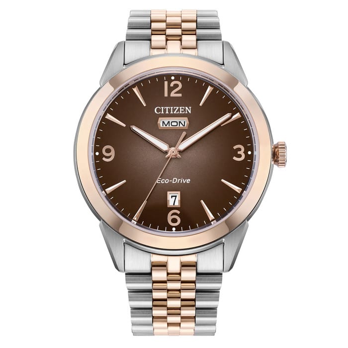 Citizen Rolan Eco-Drive Day-Date Two-Tone with Brown Dial #AW0156-57X